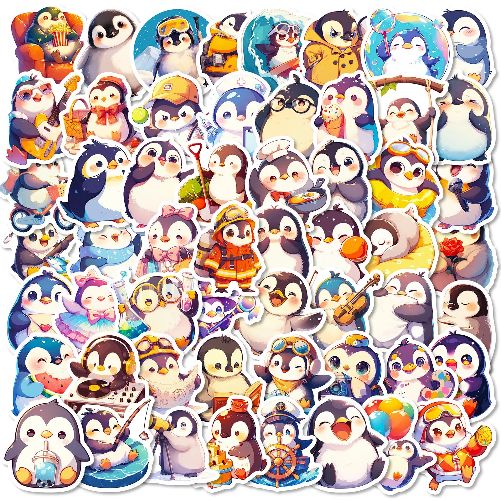 56/112 Pcs Cute Penguin Outdoor Travel Cartoon Stickers for Reward Stationery Box Thermos Phone Case Suitcase Helmet Piano