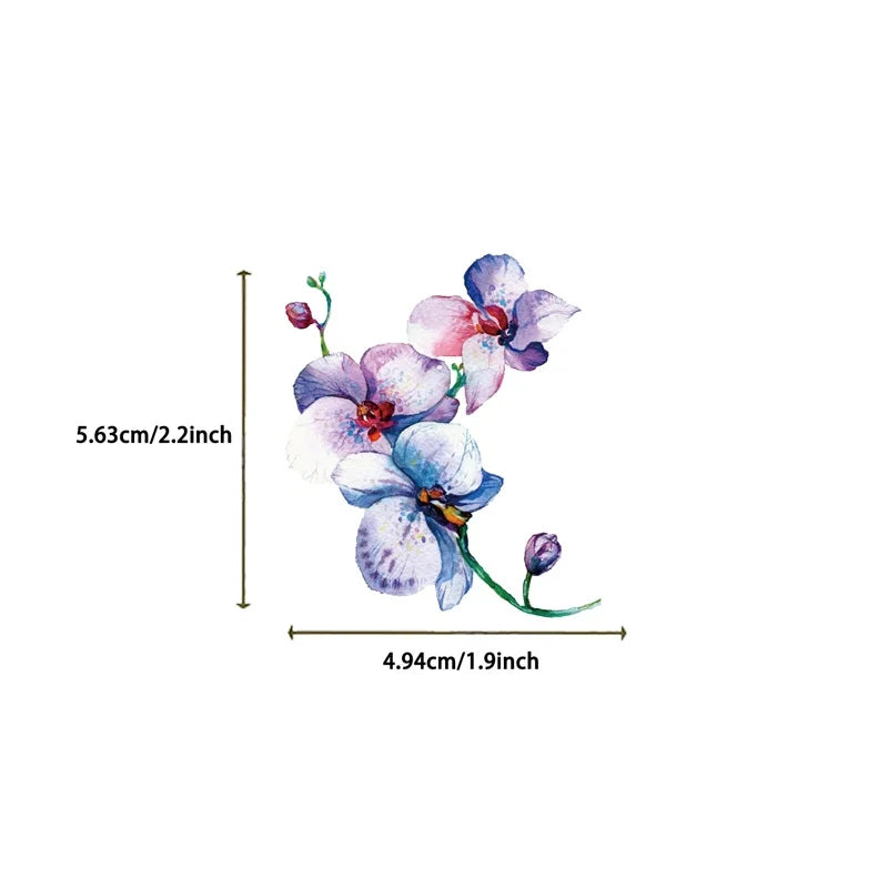 50PCS Kawaii Orchid PET Sticky Sticker Aesthetic Tear Open DIY Decoration Scrapbooking School Stationery Supplies for Kids