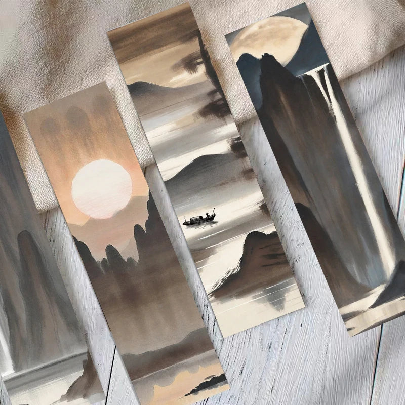 30PCS Zen inspired Landscape Painting Bookmarks Supplies Laptop Animals Cartoon Luggage  Skateboard Creative Gifts Promotional