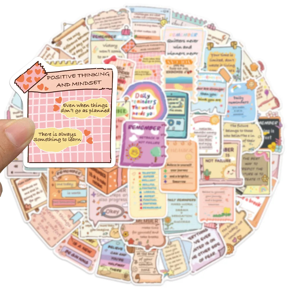 50PCS Inspirational English Short Sentences Fun Stickers DIY Manual Speaker Decoration Bags Notebooks Water Cup Labels Stickers