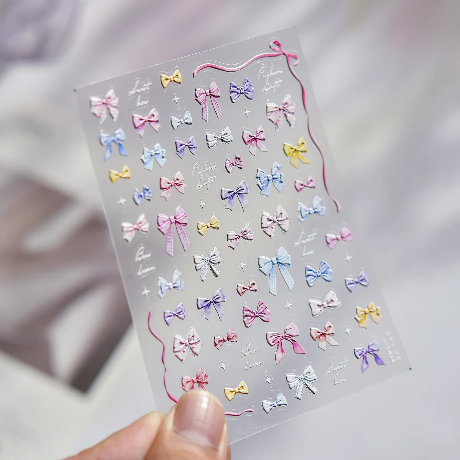 Exqusitive Mini Bows Nail Stickers 5D Reliefs Nail Art Stickers White Black Red Bowtie Nail 3D Decorations Adhesive Decals DIY