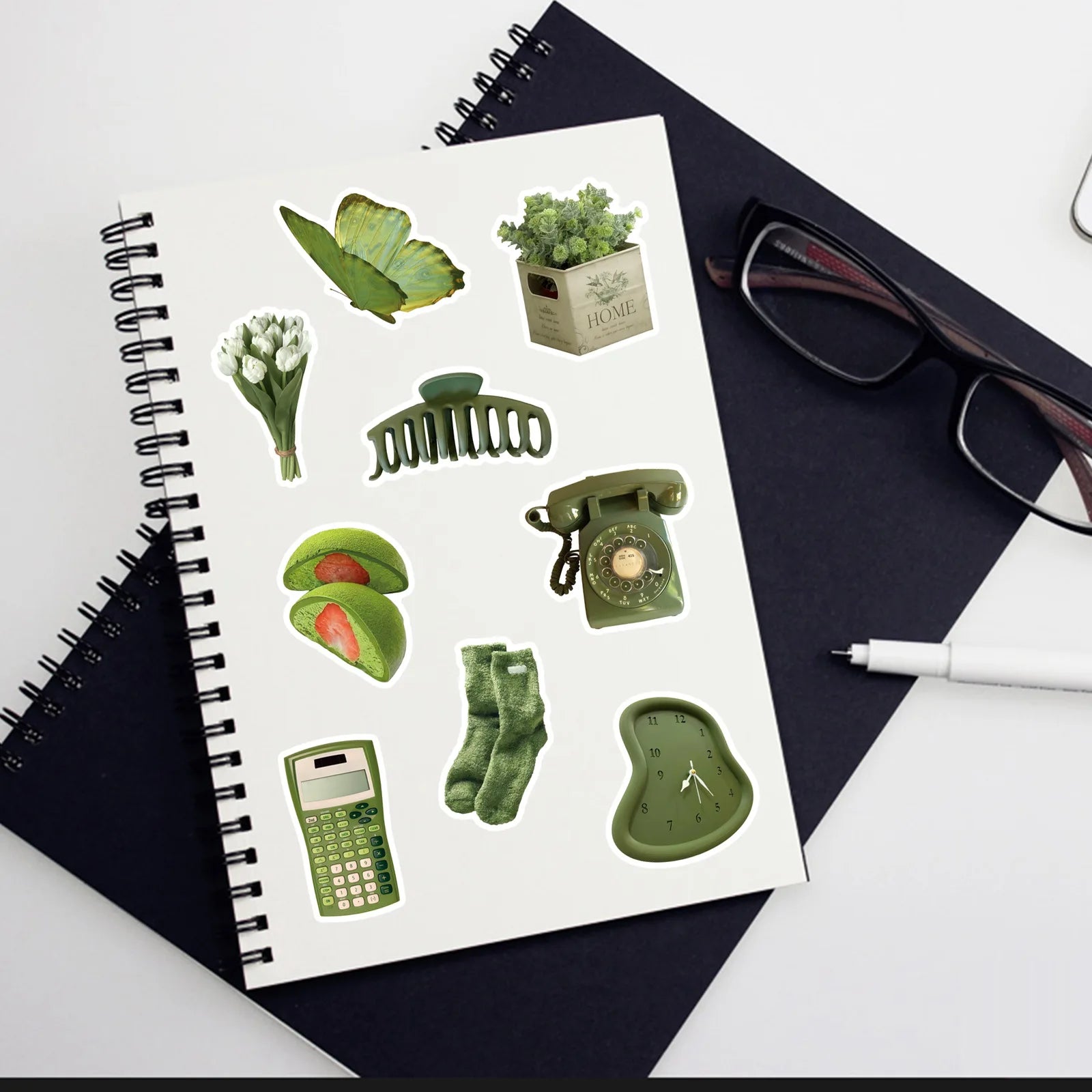 50/100 Pcs Ins Style Korean Olive Green Aesthetic Stickers DIY for Scrapbook Cup Suitcase Wardrobe Phone Laptop Removable Decals