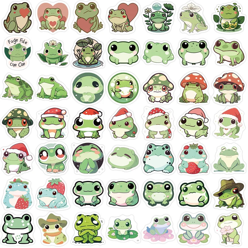 10/30/100PCS Cute Little Frog PVC Sticker Aesthetic Stationery School Supplies DIY Decoration Korean Scrapbooking for Kids
