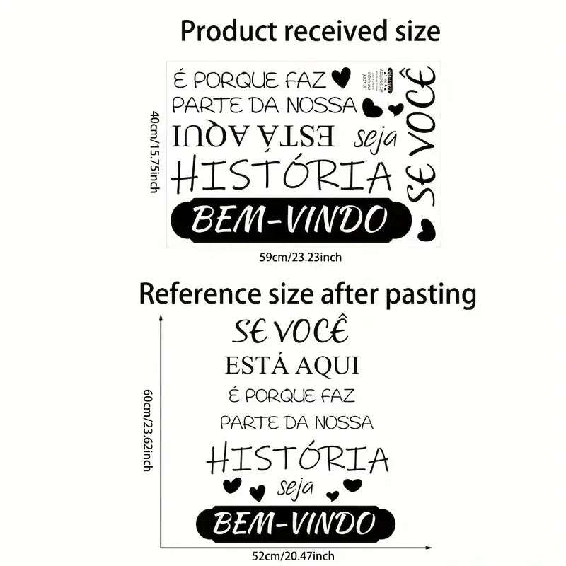 1pc "You Are Part of Our History" Portuguese Wall Sticker - Removable Vinyl Decal with Heart Accents for Living Room, Bedroom, D