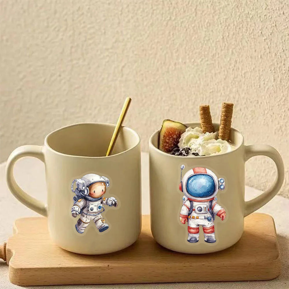 50PCS Space Astronaut PET Plastic Stickers Fun Decorative Phone Cases Laptop Skateboards DIY Decorative Toy Stickers