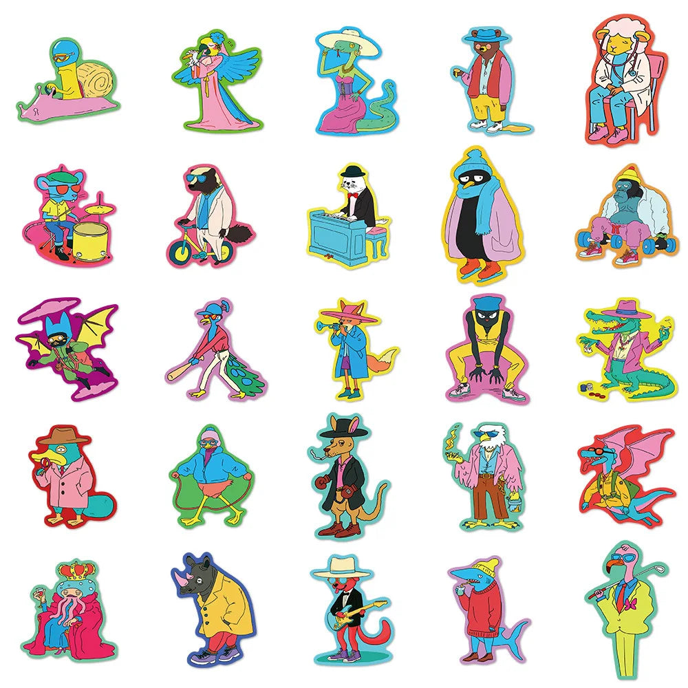 50/100PCS Cartoon Cute Graffiti Animal Colorful Stickers Luggage Handbooks Skateboard Decor Stickers