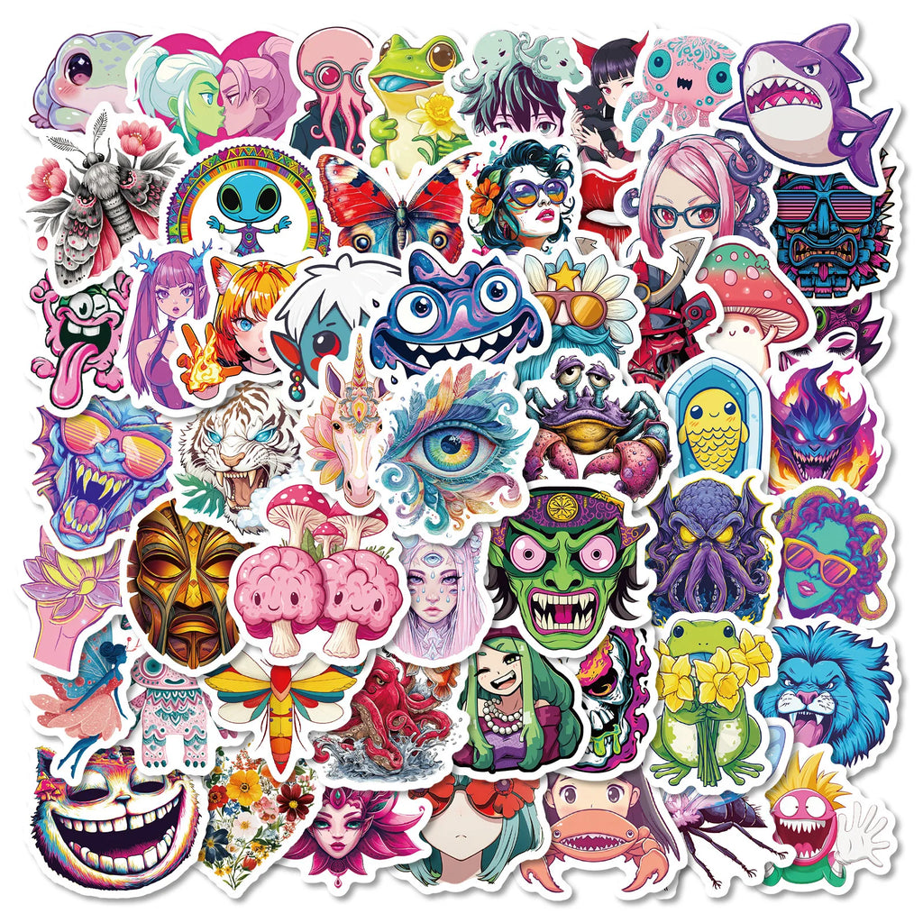 56/112 Pcs New Y2K Abstract Art Weird Funny Stickers DIY Room Furniture Envelope Notebook Stationery Box Helmet Skateboard Decal