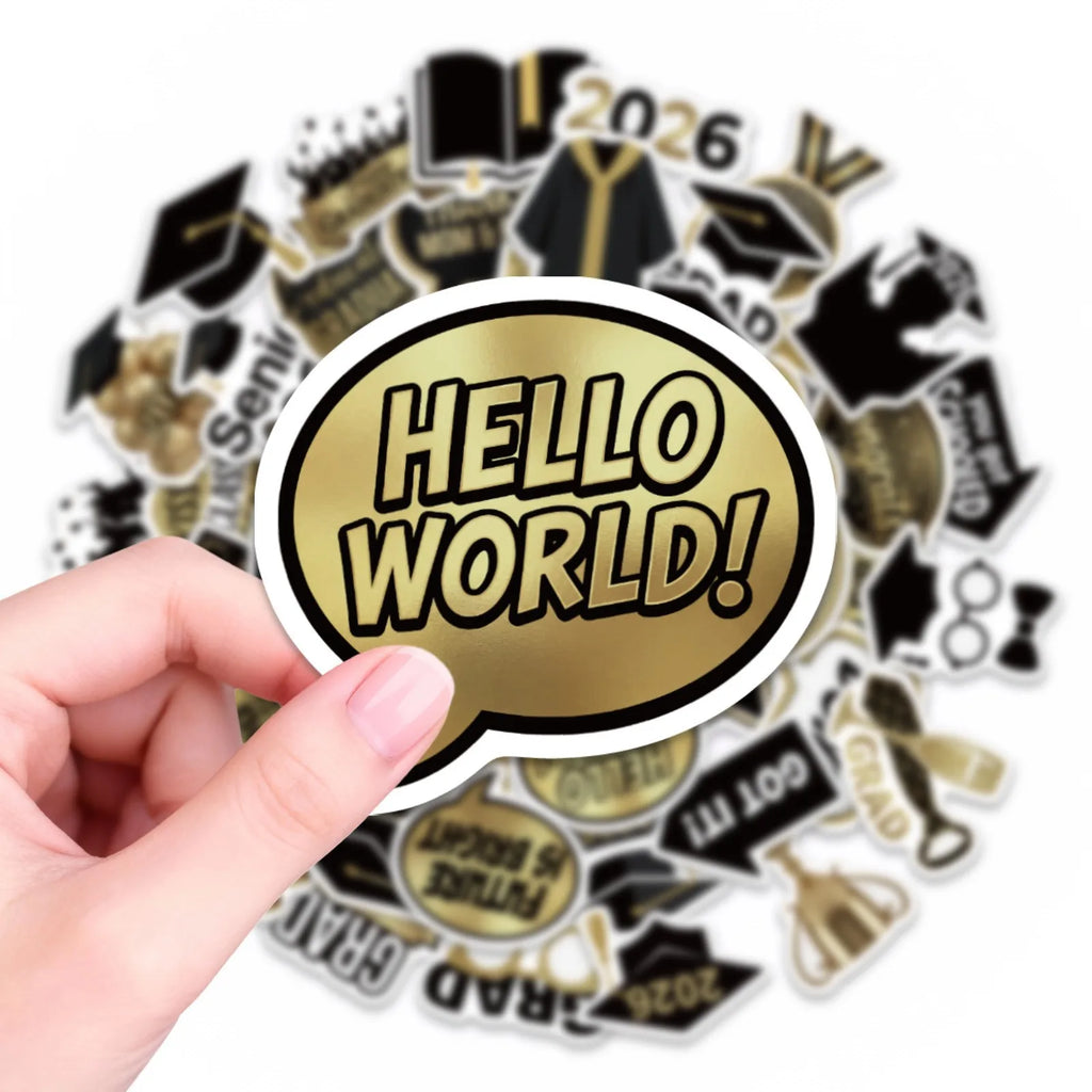 50/100 Pcs 2026 Graduation Party Theme Stickers for Atmosphere DIY Stationery Box Pen Holder Laptop Phone Desk Fade Resistant