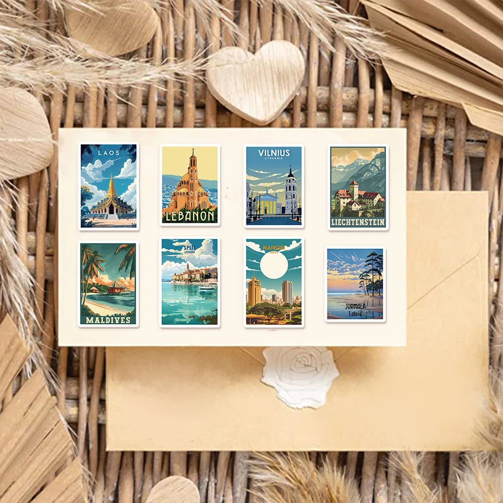 50/100PCS National Landmark Fun Stickers Manual Tags Luggage Guitar Laptop Decoration Waterproof Stickers