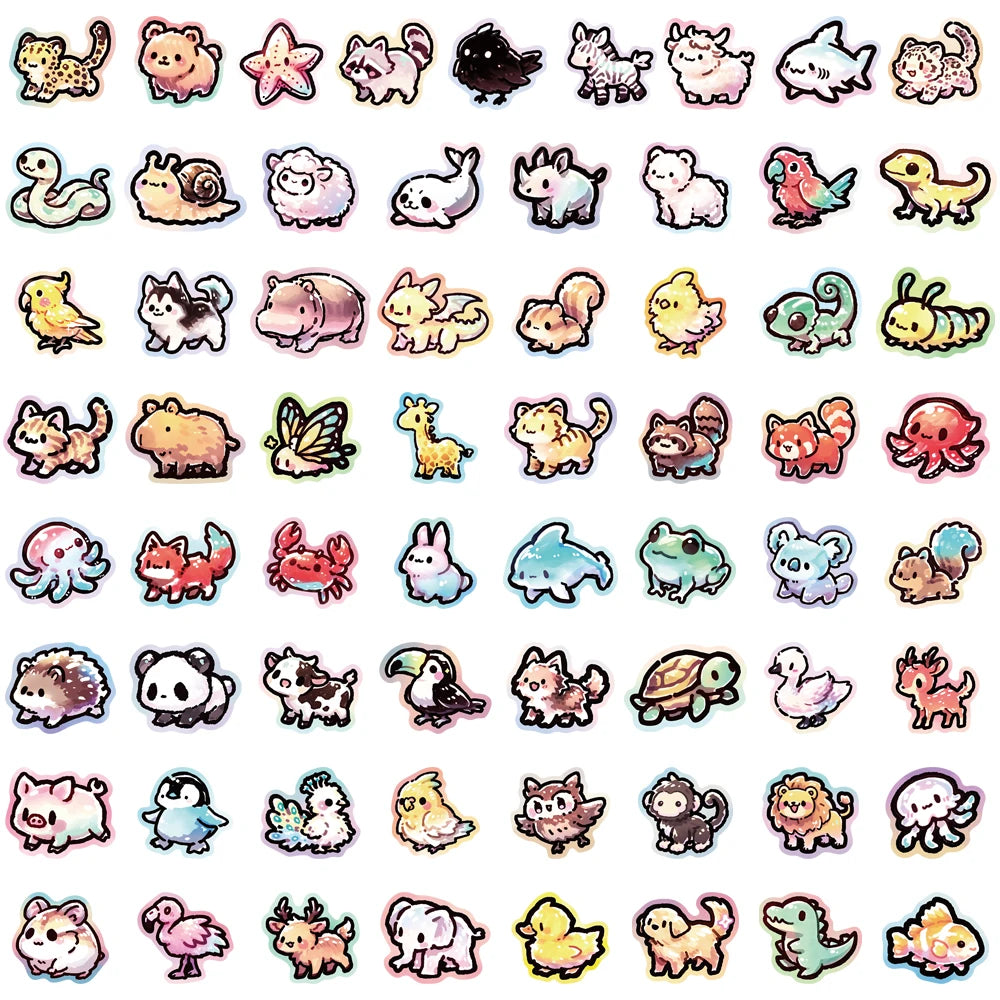 65PCS Cute Animal Series Graffiti Stickers DIY Phone Case Laptop Tablet Toy Waterproof Stickers