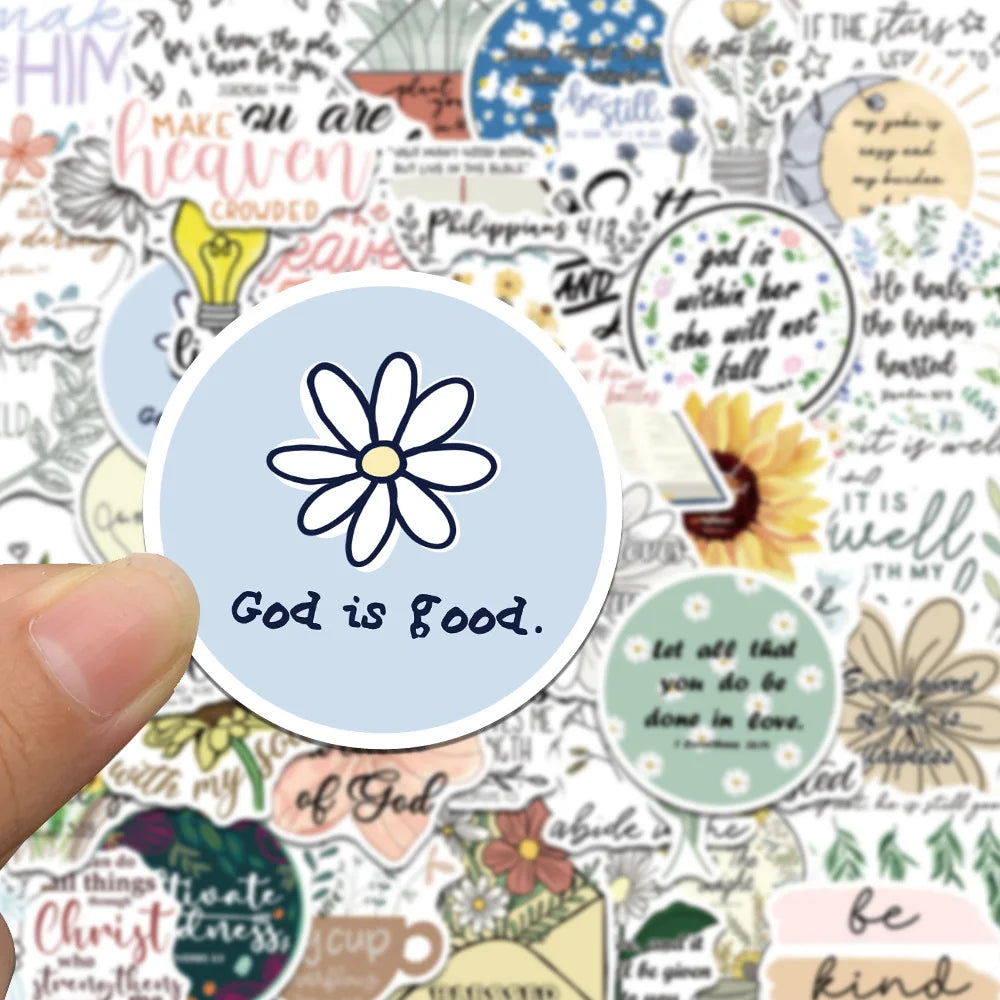 50/200PCS Bible Quote Sticker Packs for Decoration Pad Suitcases Phone DIY waterproof Kids Notebook Stationary tickers