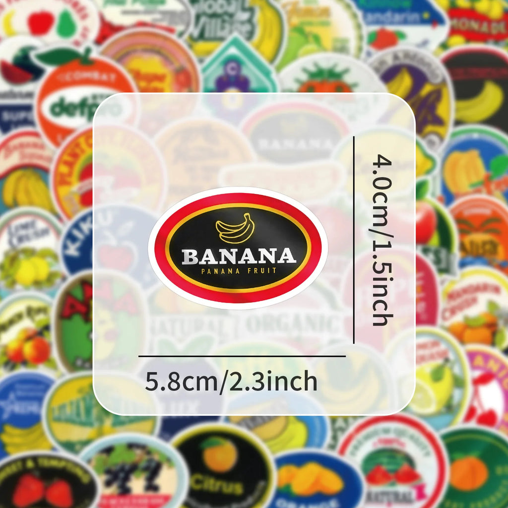 50-Pack Vintage Fruit Decal Stickers Laptops Mobiles Cars Cameras Helmets Creative Waterproof Graffiti DIY Sticker