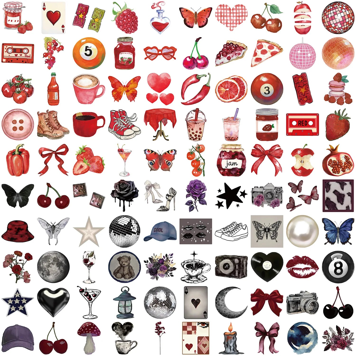 100Pcs Multi-Style Y2K Downtown Girls Stickers, DIY Decor Decals for Guitar Notebook Fridge Kids Stationery Waterproof Stickers