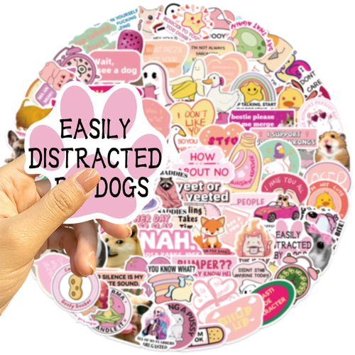 100PCS Cartoon Pink Fun MEME Graffiti Stickers DIY Decoration Guitar Notebook Luggage DIY Waterproof Stationary Stickers