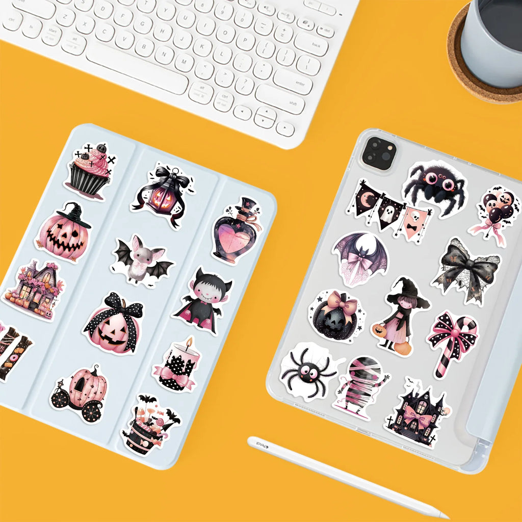 50/100PCS Cartoon Black Pink Halloween Graffiti Stickers Decorative Guitar Notebook Luggage DIY Waterproof