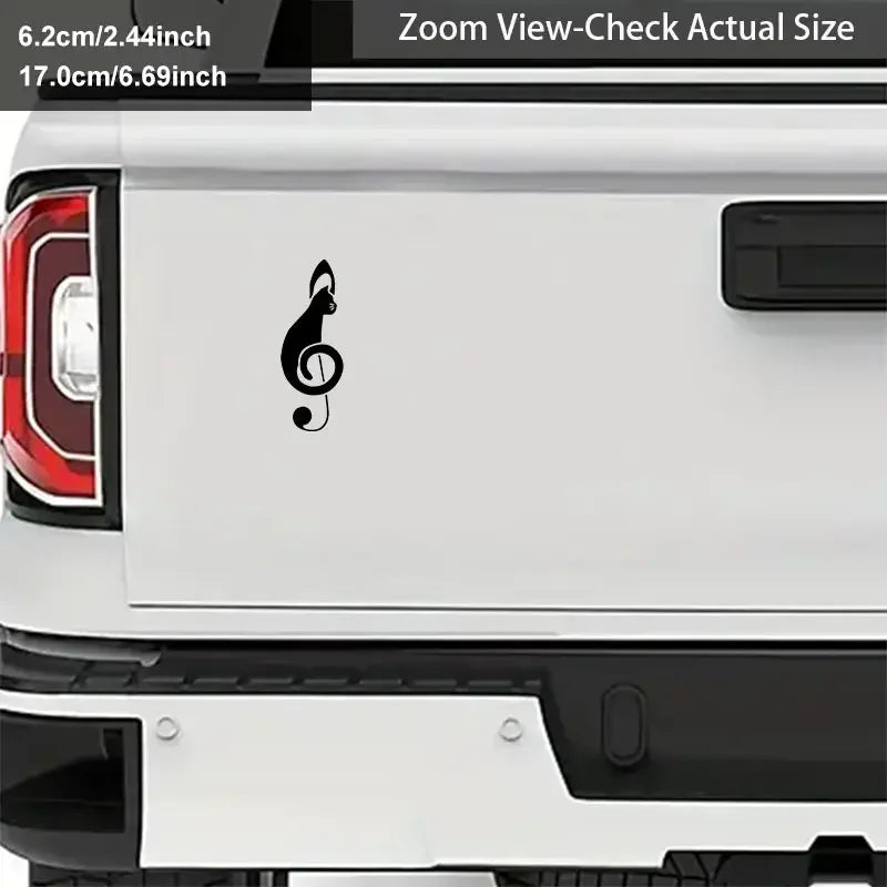Music Note Cat Vinyl Decal - Self-Adhesive, Motorcycle Sticker, Fun Wall Decor for Washroom, Porch, Living Room, Bedroom, Office
