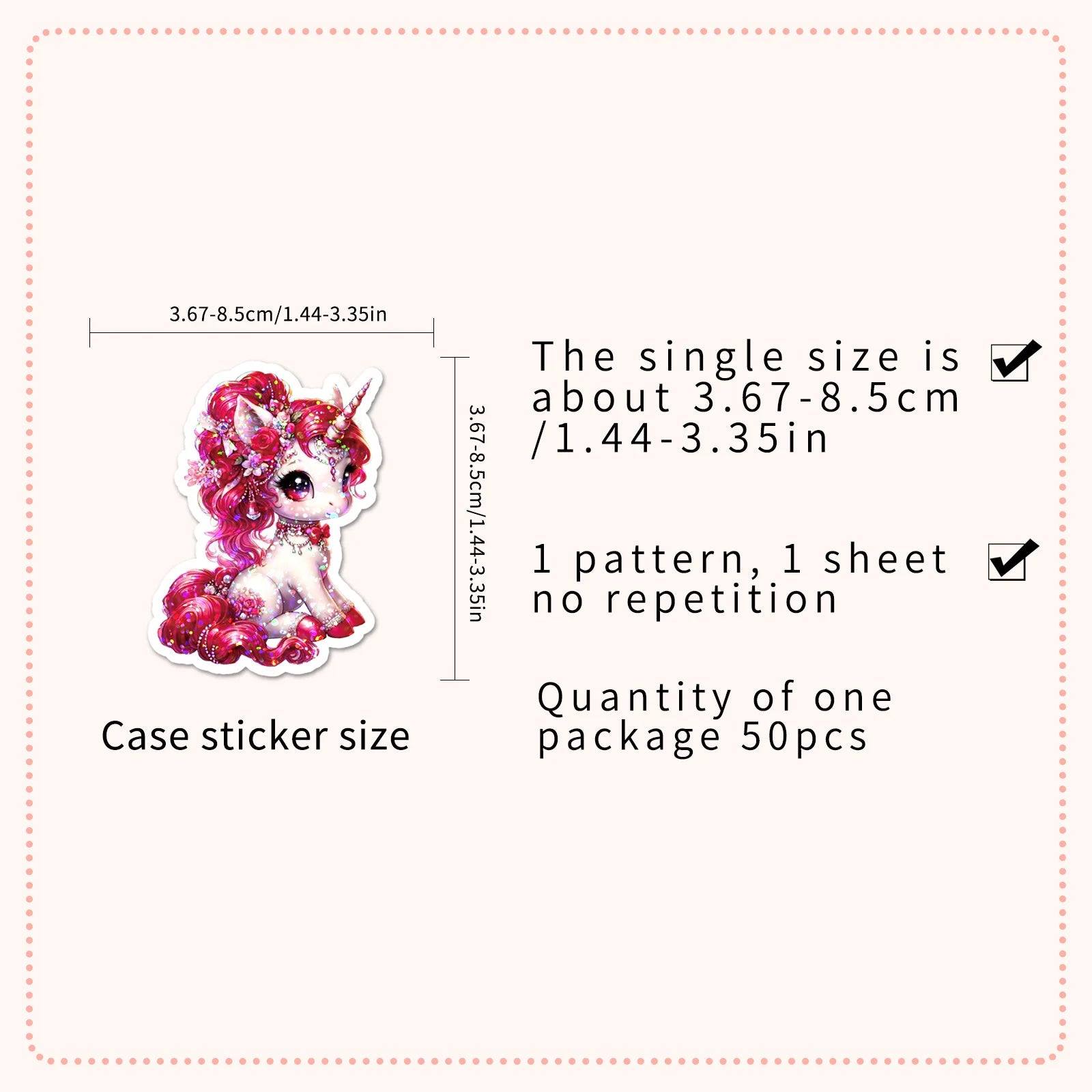50/100PCS Rainbow Horse Flash Film Laser Stickers Unicorn Cute Cartoon Animal Waterproof Computer Stationery Stickers