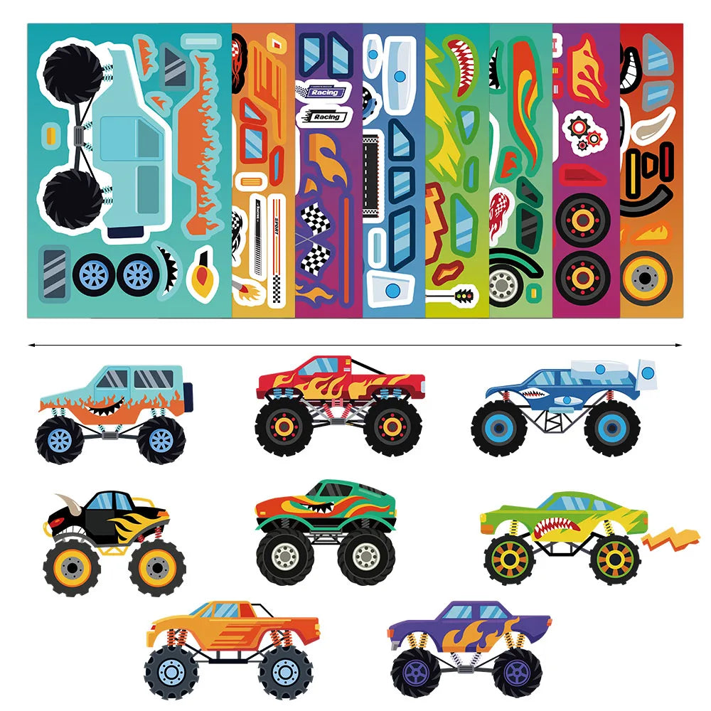 8PCS Cool Off road Vehicle Graffiti Fun Stickers DIY Phone Case Laptop Water Cup Motorcycle Toy Stickers