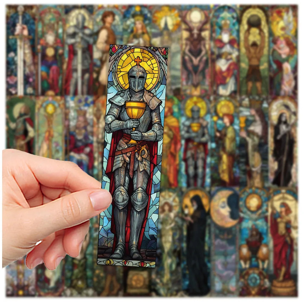 30pcs Stained Glass Tarot Bookmarks Ins Bookmarks Student Stationery DIY Reading Bookmark Cards