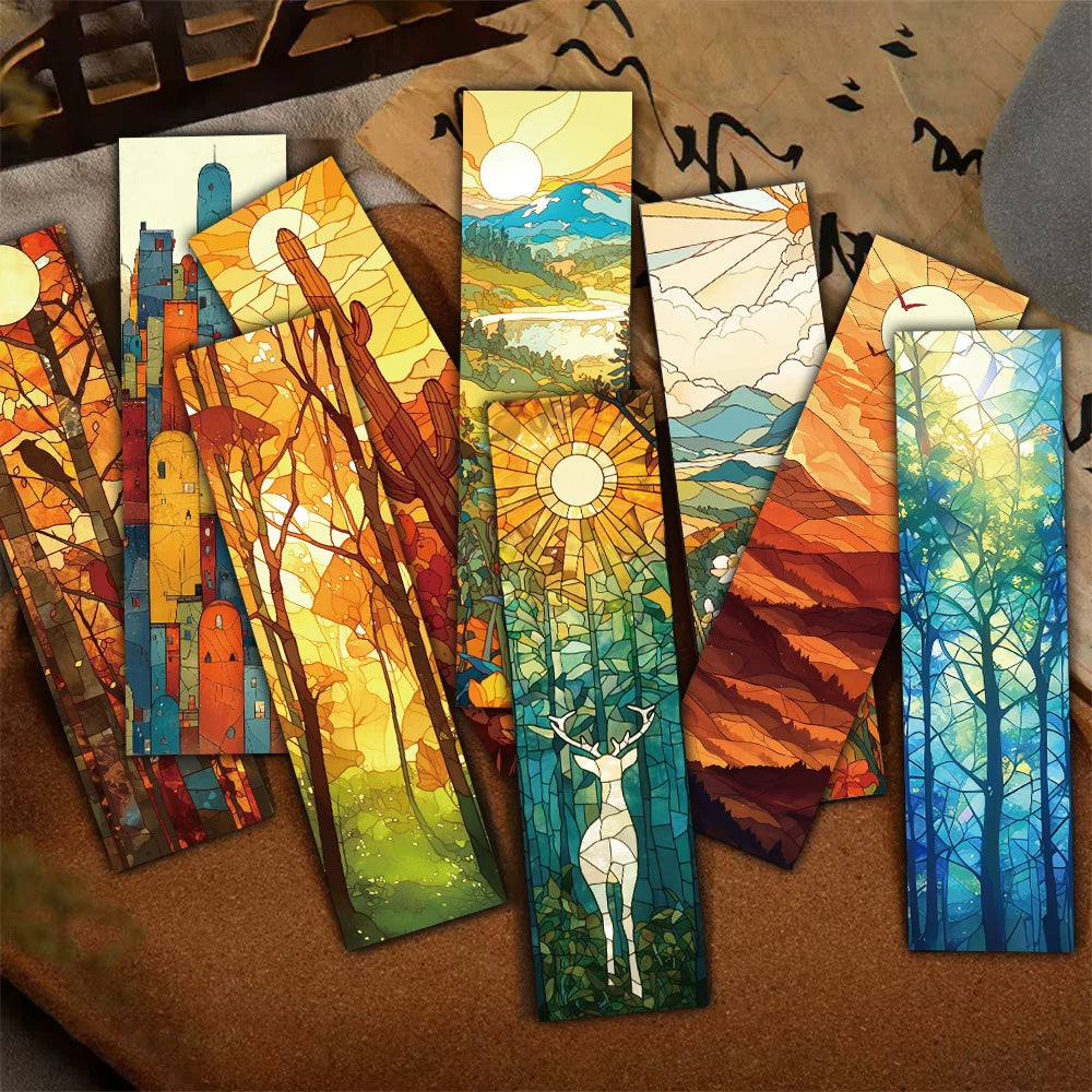 30PCS Velaris Terrasen Lunathion Trio Stained Glass Bookmarks Cartoon Annotations Gift Aesthetic Reading Books Gifts Bookmark
