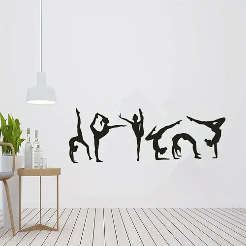 1 Set Six Dance Girls Gymnastics Wall Sticker, Sport Vinyl Art Wall Mural, Sticker For Home Decoration, Wall Papers Decor