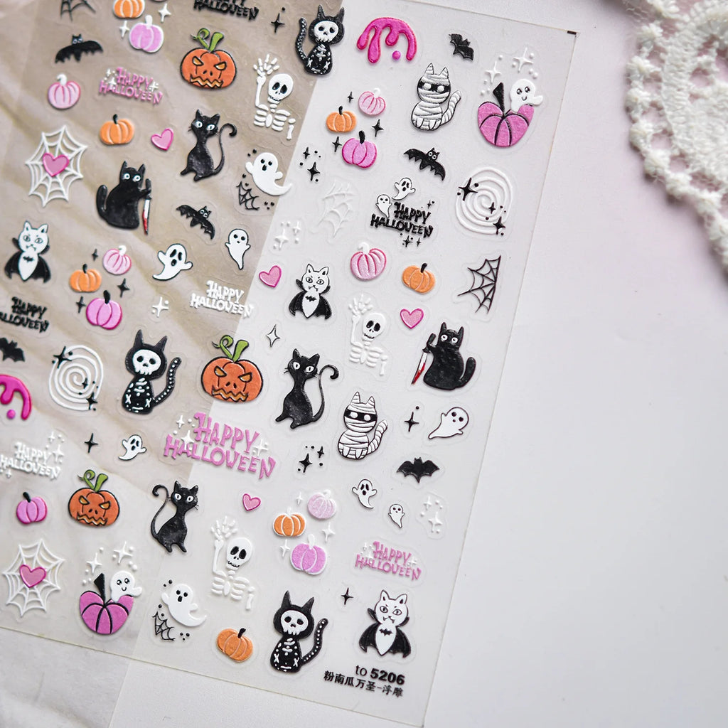 Jelly Halloween Skeleton Stickers Nail Art Cool Evil dark style decorative Nails Sticker DIY Trendy Manicure Ornaments Supplier