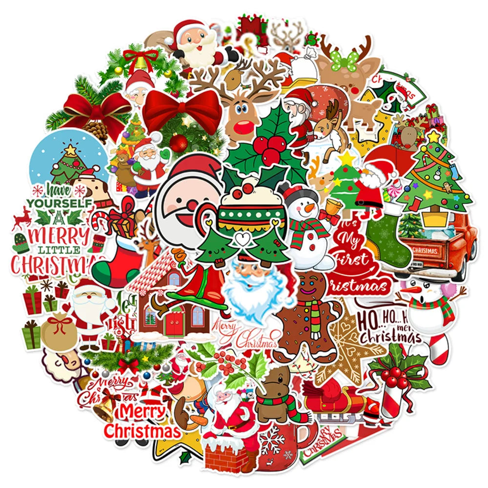 50PCS Christmas Series 2 Holiday Decoration Graffiti Stickers DIY Phone Case Laptop Tablet Toy Stickers