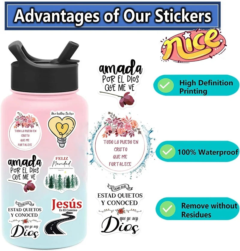 10/30/50PCS Cute Spanish Bible PVC Sticker Aesthetic Decoration Scrapbooking Korean Stationery School Supplies for Kids