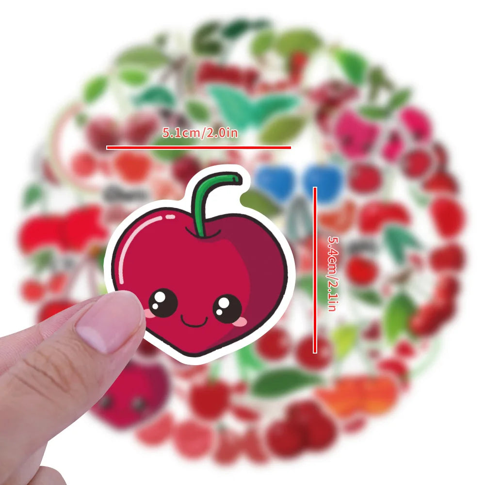 60/120PCS Fruit Cute Cherry Graffiti Sticker Car Luggage Case Water Cup Scooter Waterproof Stationery Sticker