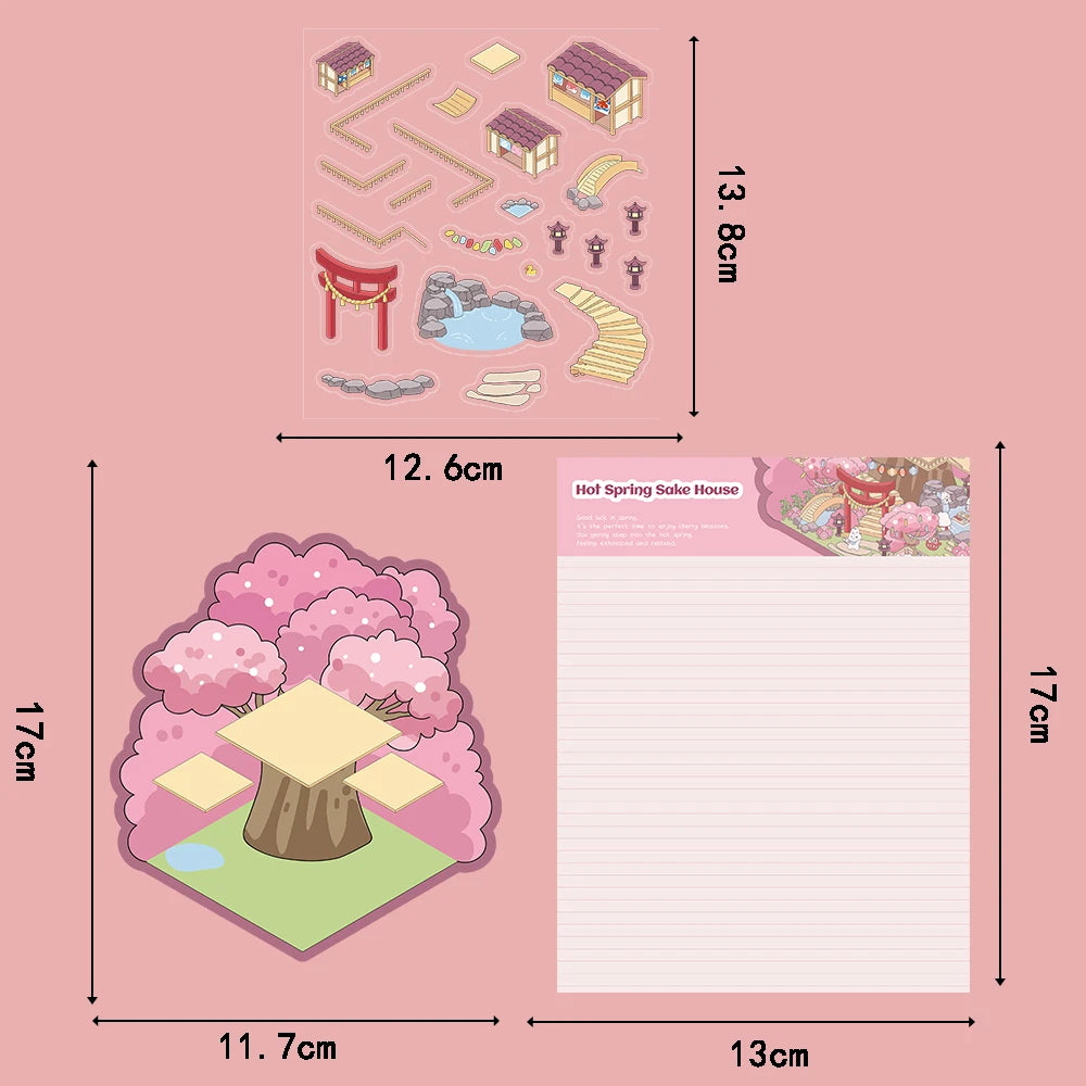 Cartoon Fairy Tale Candy House Coffee Scene 3D Landscaping Stickers Creative Pasting Nostalgia Account Creative Gift Wall Decals