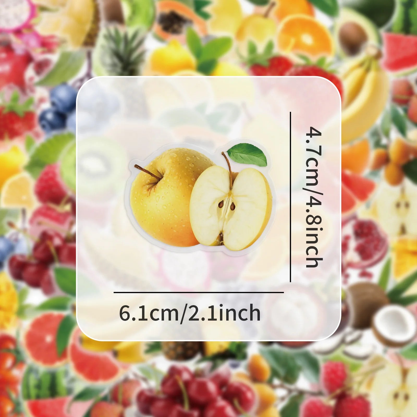 50pcs Fruit Stickers Blueberry Transparent PET Stickers DIY For Scrapbook, Journaling, Laptop, Bumper, Skateboard, Water Bottles