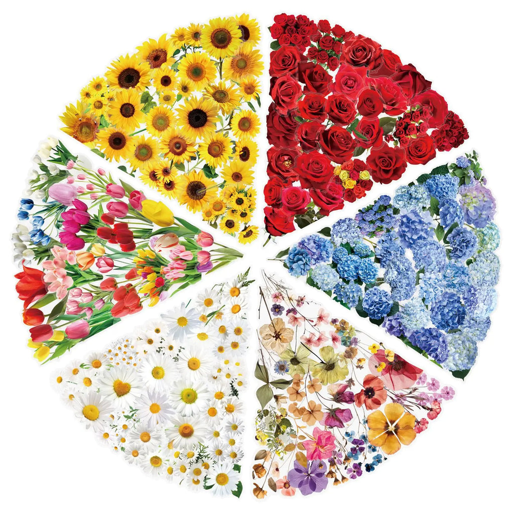 50/300PCS Transparent PET Flower & Plant Stickers DIY Notebook Tablet Phone Water Cup Decor Stationery Pen Holder Stickers