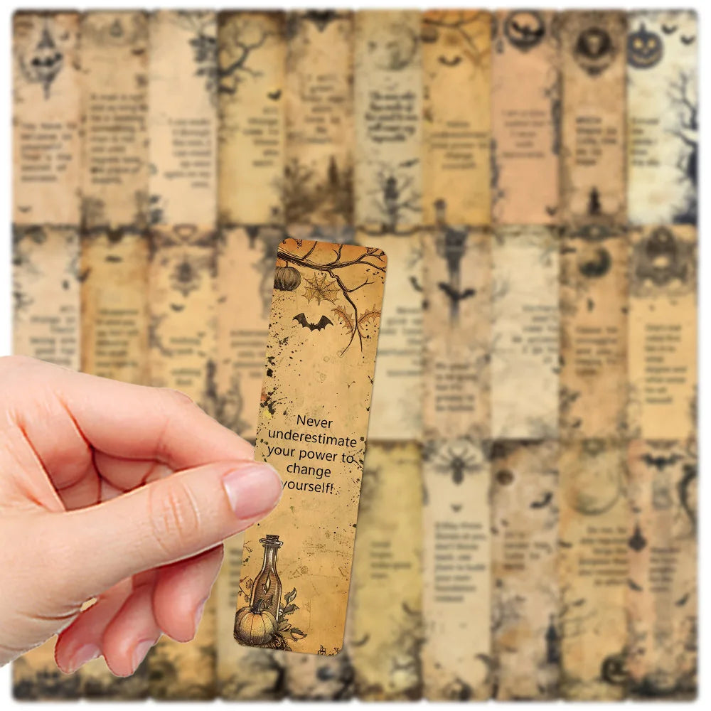 30 Pcs Retro Dark Inspirational Quote Bookmarks DIY Bookmark Decor