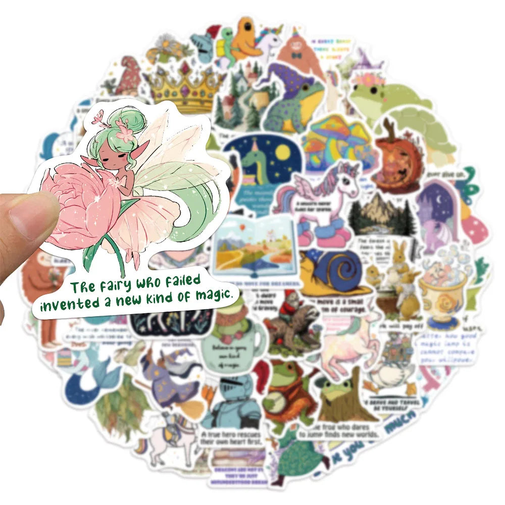 50PCS Fairy Tale Inspirational Creative Sticker Set Brochure Handheld Account Phone Case Computer Laptop Waterproof Stickers