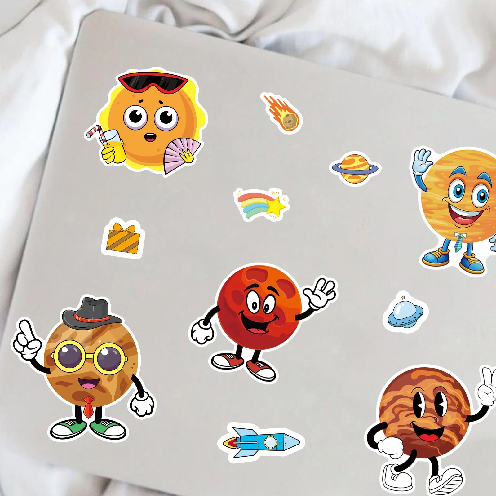 8/16/24PCS Planet Characters Cute Cartoon Make a Face DIY Notebook Stationery Box Waterproof Stickers