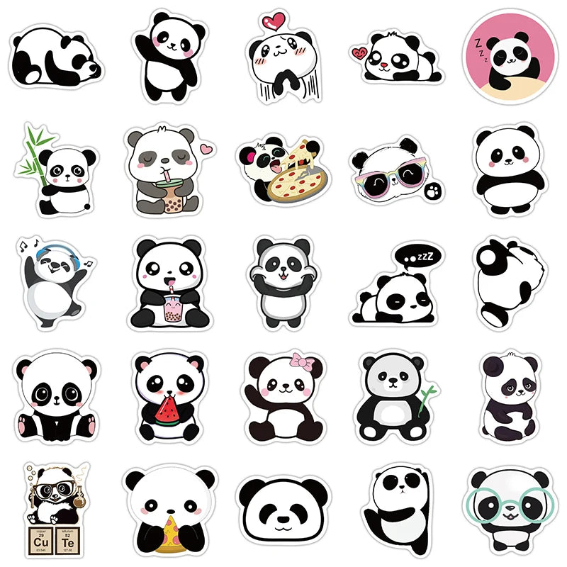 10/30/50PCS Cute Panda Sticker Aesthetic PVC Stationery Children's Sketchbook Laptop Diary Decoration Scrapbook Supplies for Kid