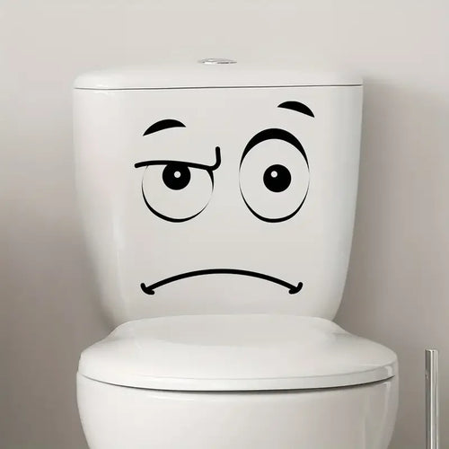 1pc Cartoon PVC Toilet Lid Decal, Funny Expressive Face Mural, Self-Adhesive Removable Wall Art Sticker For Washroom, Porch, Liv