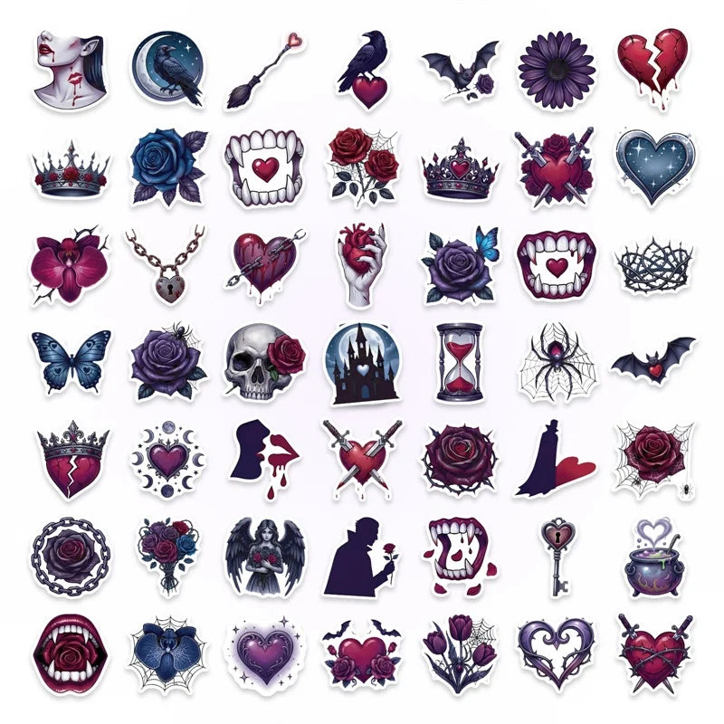 10/30/50PCS Gothic Valentine's Day Sticky PVC Sticker Stationery DIY Laptop Luggage Skateboard Decoration Scrapbooking