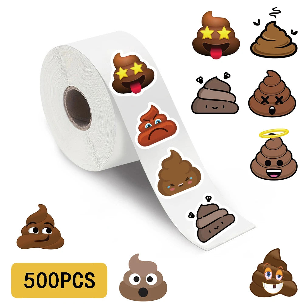 500PCS Cute Fun Poop Roll Stickers Phone Aesthetics Graffiti Wall Laptop Luggage DIY Graffiti Graffiti Waterproof Wall Sticker ﻿