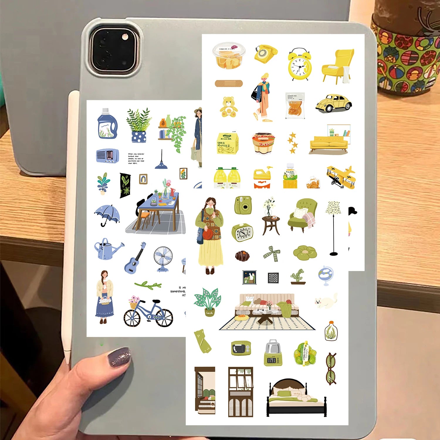 8PCS Kawaii Weekend Life DIY Cartoon Collages Harajuku Sticker Suitcases Healing Lazy Hand Account Materials Phone Sticker