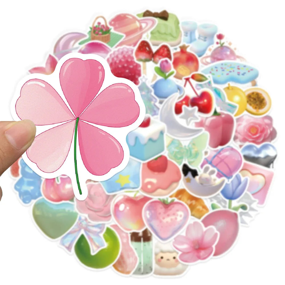 50PCS 3D Pattern Series Sticker Pack Waterproof Stickers DIY Brochure Decorative Notebook Tablet Toy Stickers