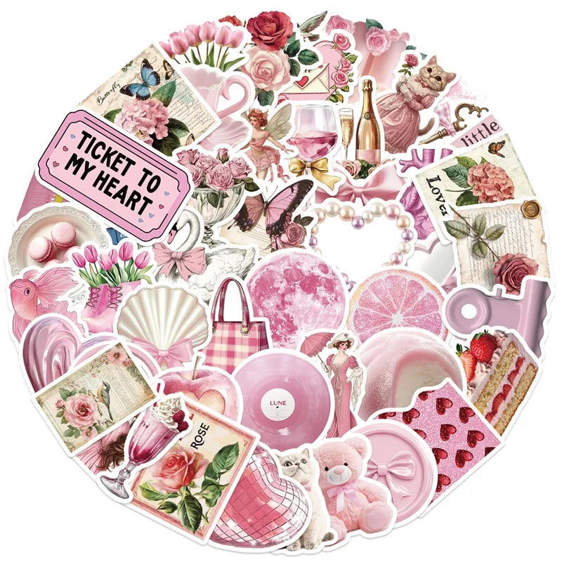 10/30/50PCS Kawaii Pink Angel PVC Sticky Sticker Aesthetic Stationery DIY Children's Decoration Scrapbooking School Supplies