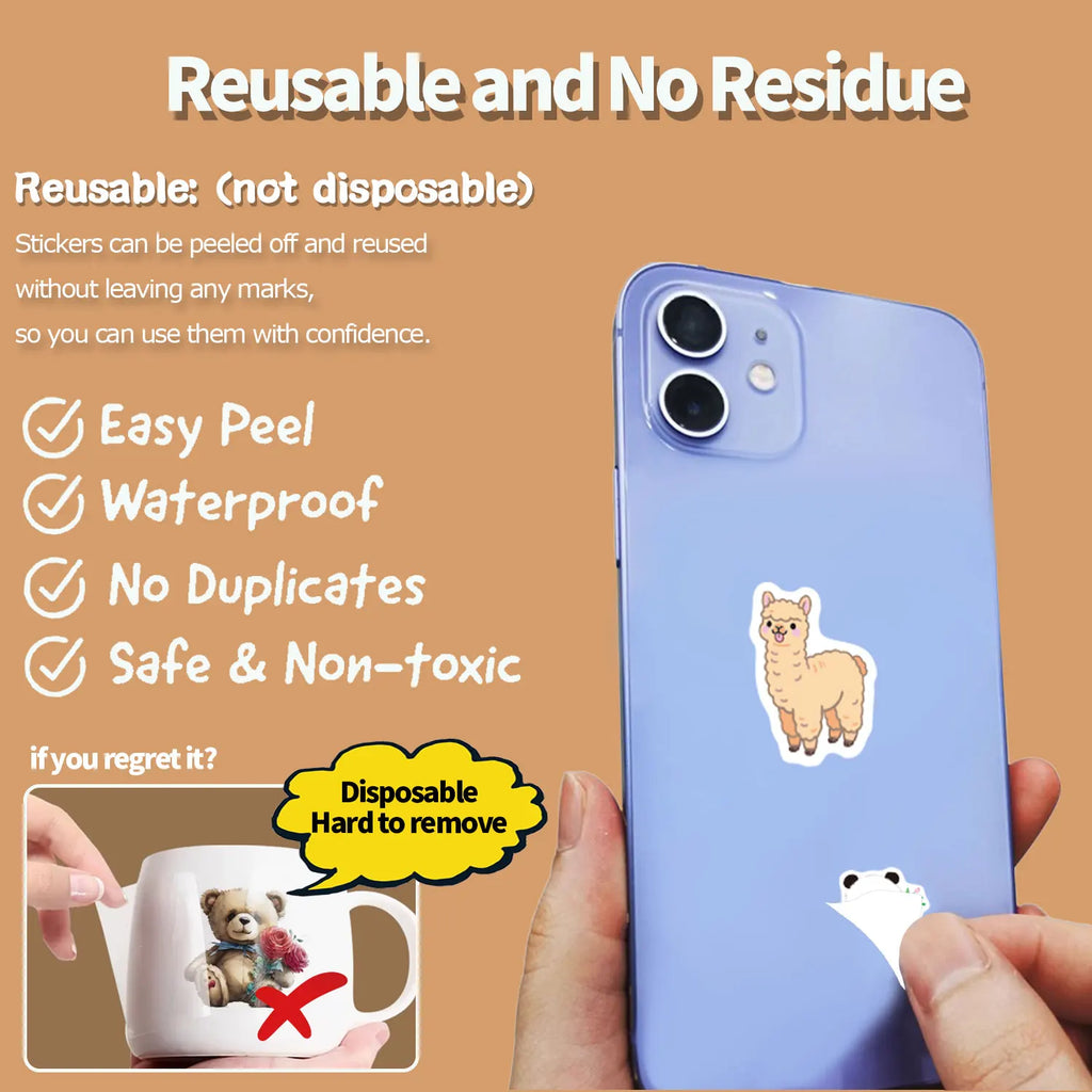 1Roll(500Pcs) 24 Irregular Lovable Animals Vinyl Waterproof Stickers Reusable DlY Craft Decoration Graffiti Scrapbook Labels