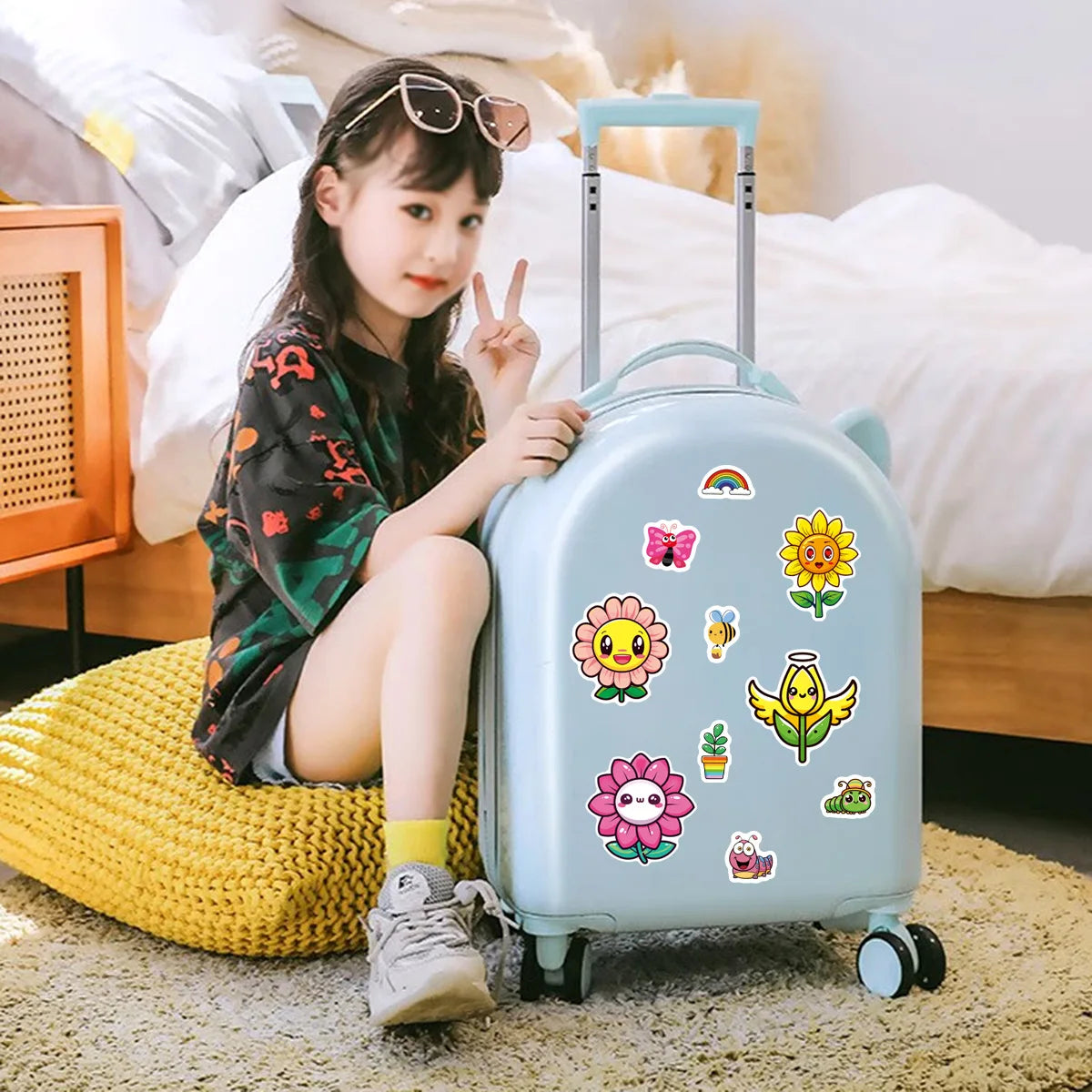 8/16/24PCS Cute Flower Puzzle Creative Stickers DIY Cartoon Stickers Card Gifts Children Rewards DIY Stickers