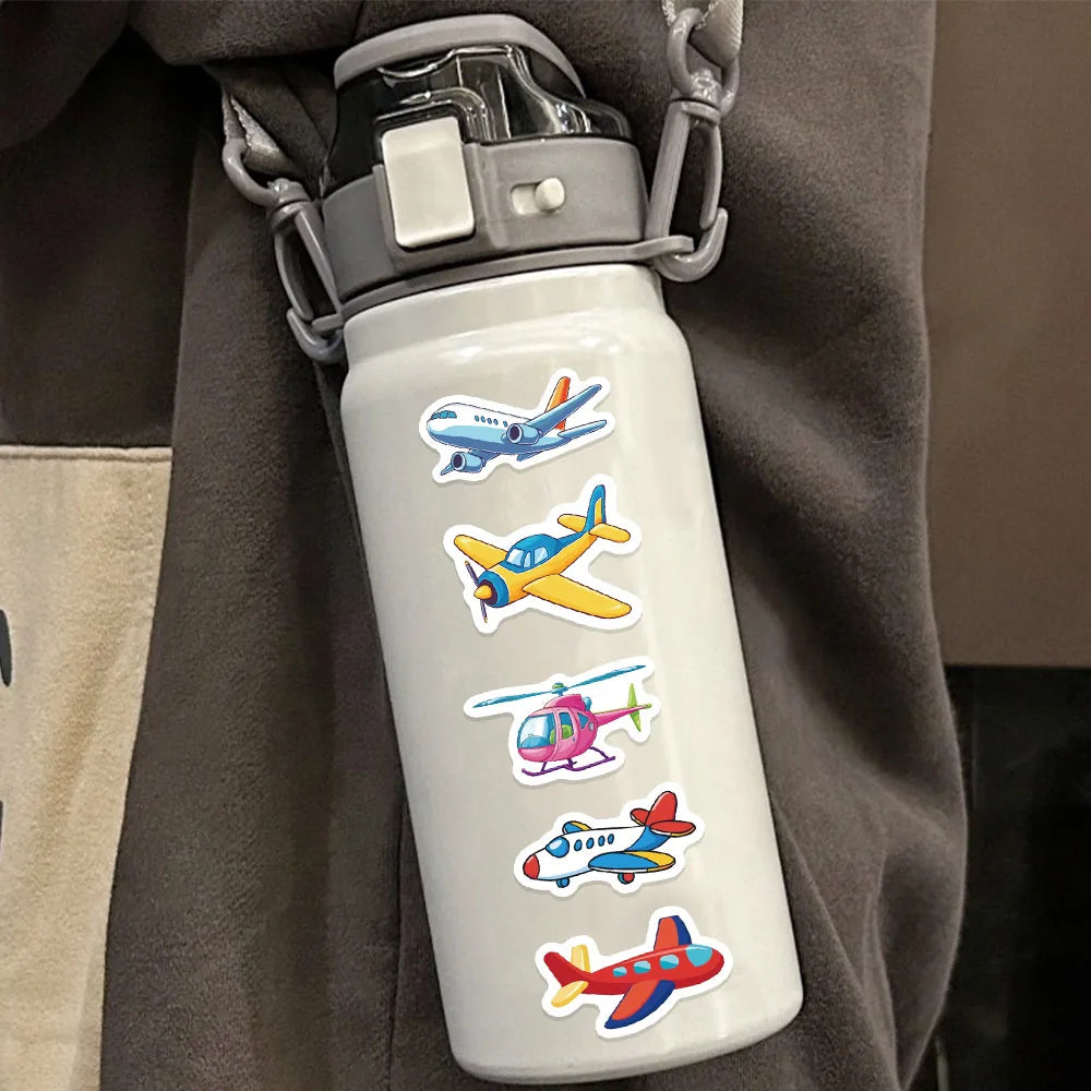 500PCS Cartoon Airplane Stickers Small Pattern Decoration DIY Pack Tablet Skateboard Water Cup Reward Toy Stickers