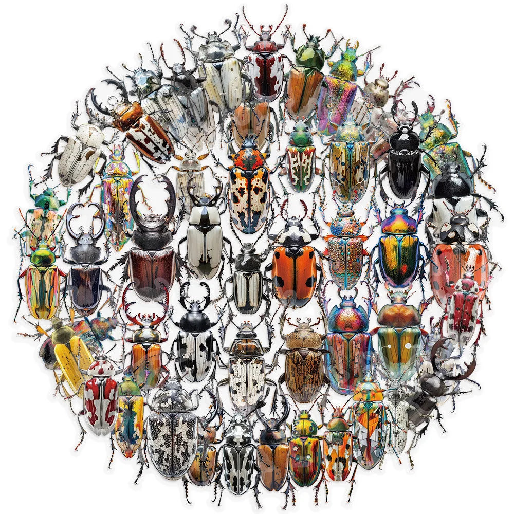 50pcs Cute Cartoon Insect Beetle Stickers PET for Toy DIY Luggage Laptop Guitar Skateboard Phone Case Bike Car Sticker