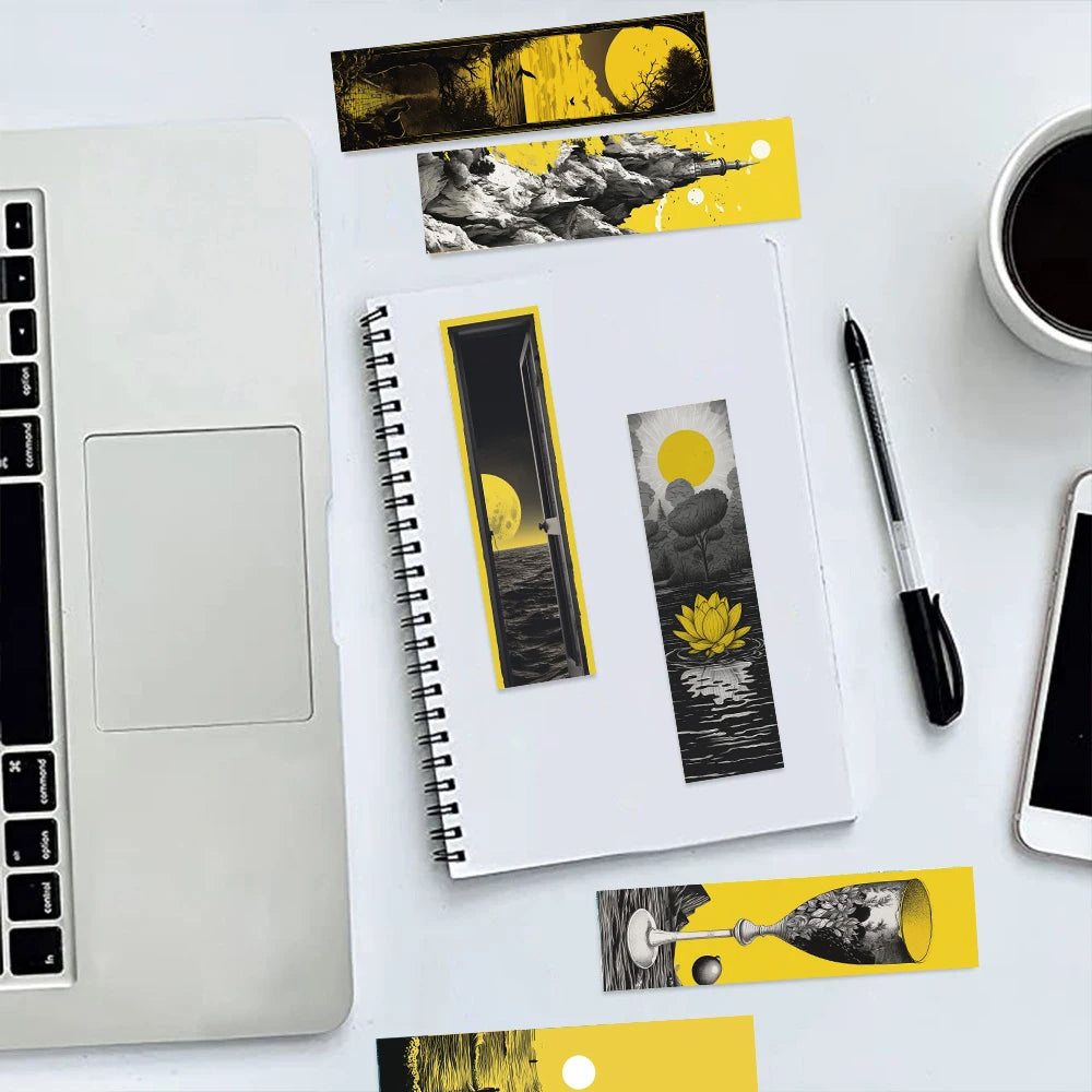 30PCS Imagination Of Three Dimensional Sunlight Yellow Bookmarks Reading Living DIY Laptop Luggage Skateboard Gifts Bookmark ﻿