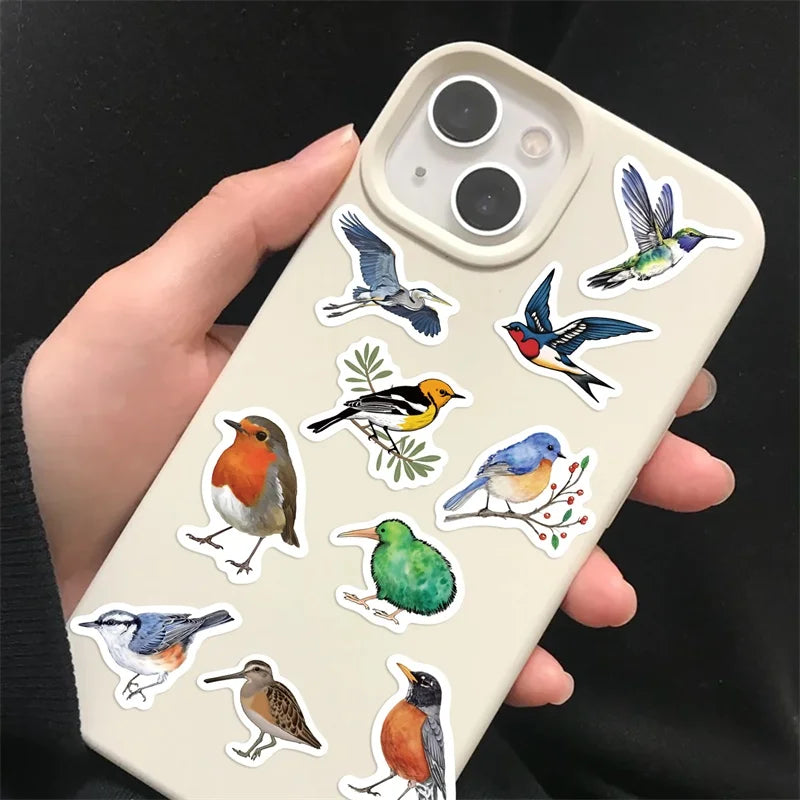 500PCS Kawaii Colored Bird Sticky Paper Sticker Labels Thank You Sticker Sealing DIY Decoration Scrapbooking Supplies for Kids