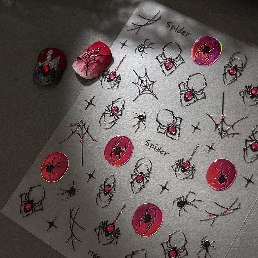Ghost Nail Art Stickers 5D Halloween Pumpkin Ghost Self Adhesive Transfer For Nails DIY 3D Manicure Decorations Decals Stickers