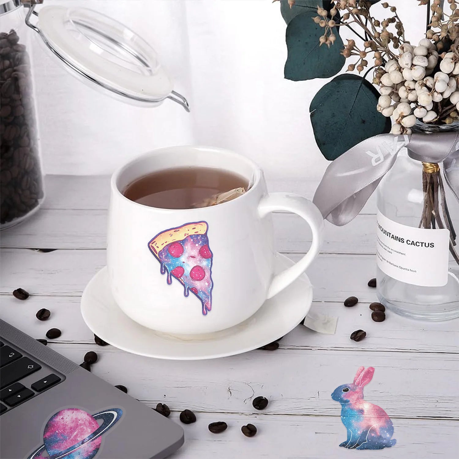 50/100PCS Waterproof Transparent PET Cartoon Starry Sky Stickers Pack - Decor Guitar Notebook Stationery Stickers